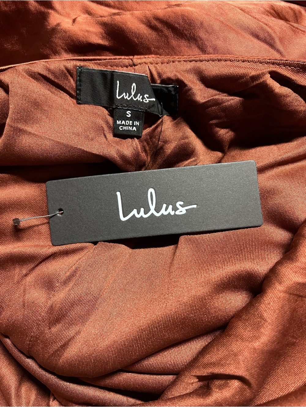 Lulus Love in Your Life Rust Brown Satin Halter Maxi Dress Open Back Gown S NWT - Picture 7 of 9